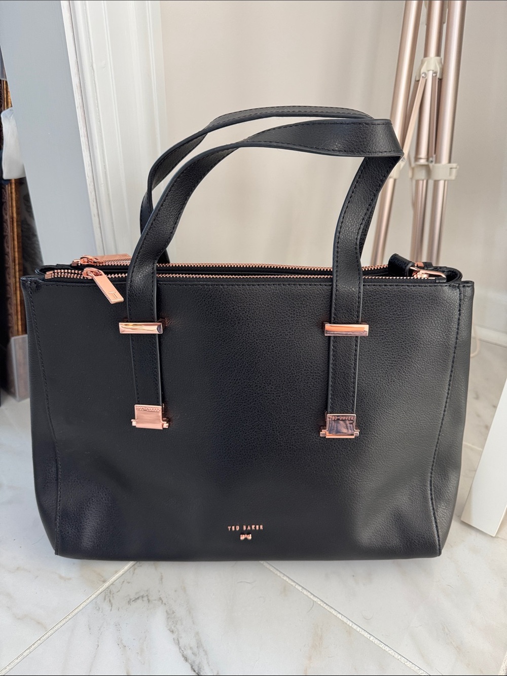 Ted Baker Black Tote with Rose Gold Accents